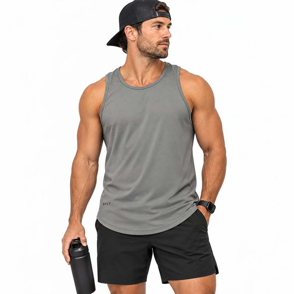 Bylt Performance Tank Size L Gray Premium Sleeveless Athletic Gym Workout